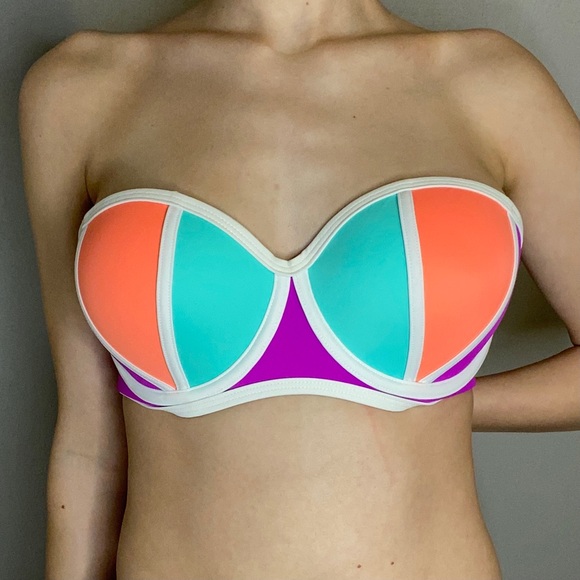 PINK Brand Orange, Pink, and Blue Bikini Top - Picture 3 of 4